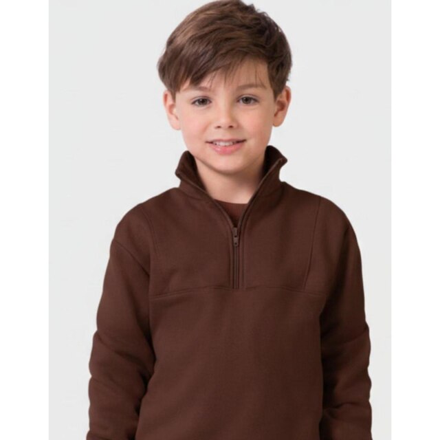 Cj Moletom Gola Alta Zíper Com Calça Novo Inverno Dia a Dia Frio Moda Quentinha - Menino 4 a 14 anos