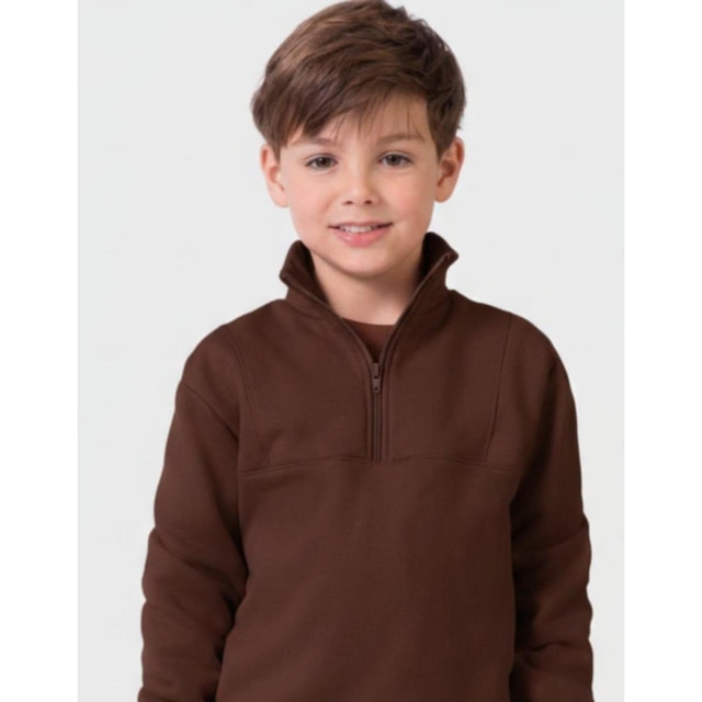 Cj Moletom Gola Alta Zíper Com Calça Novo Inverno Dia a Dia Frio Moda Quentinha - Menino 4 a 14 anos
