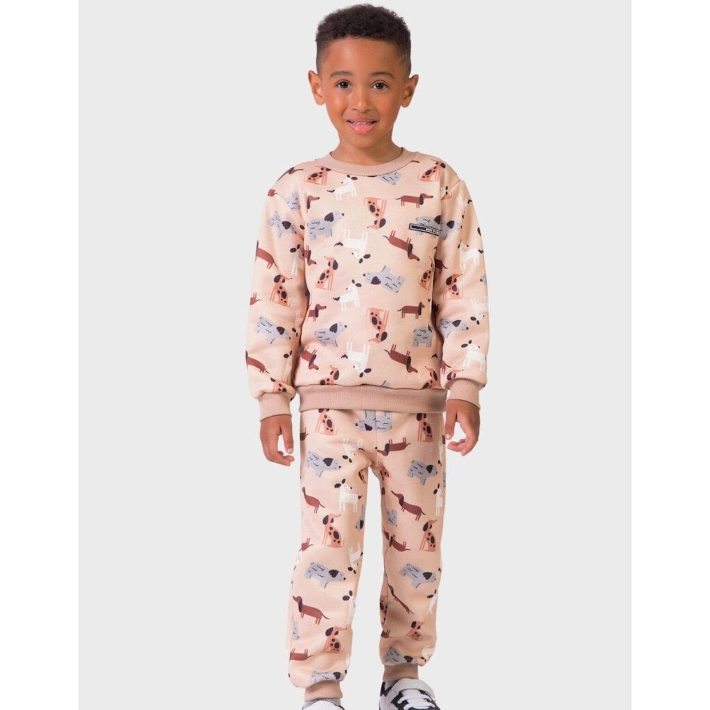 Cj Moletom Grosso Estampado C/Calça Animal Quentinho Inverno Moda Dia a Dia Frio - Menino 1 a 4 anos