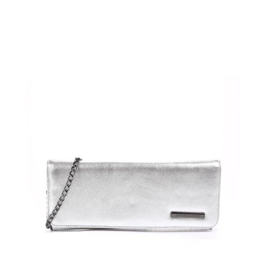 Clutch em Couro Prata Loucos e Santos