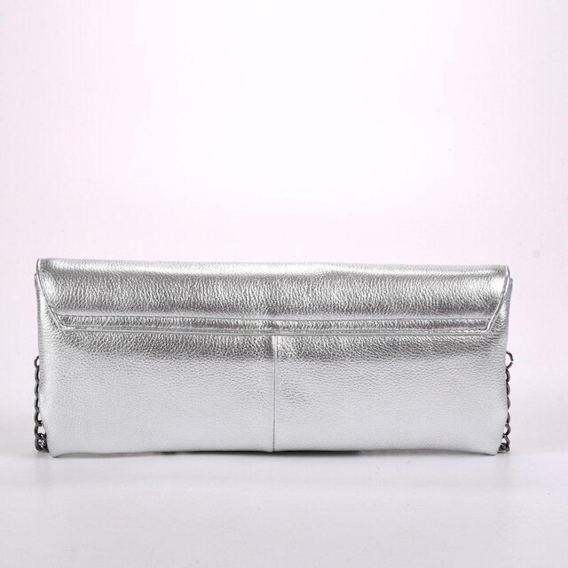 Clutch em Couro Prata Loucos e Santos