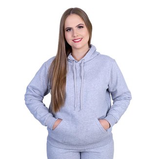 Cojunto Moletom Blusa De Frio E Calça Feminino Peluciado Com Capuz E Cordão Liso Methodic