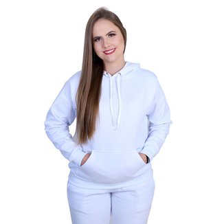 Cojunto Moletom Blusa De Frio E Calça Feminino Peluciado Com Capuz E Cordão Liso Methodic