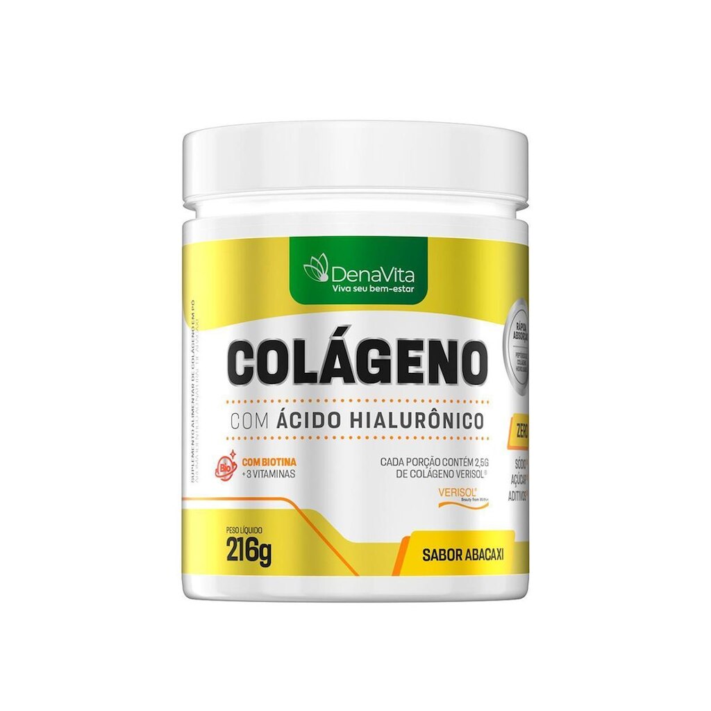 Colágeno Verisol Hidrolisado Com Ácido Hialurônico, Coenzima Q10, Biotina 216g, LANÇAMENTO Denavita