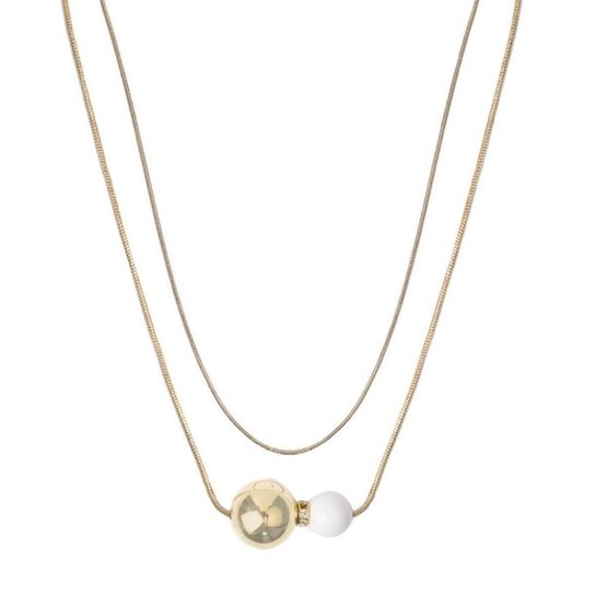 Colar Armazem RR Bijoux curto 2 volatas bola - Dourado