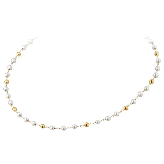 Colar com Bolas de Pérolas em Ouro 18k - Ouro