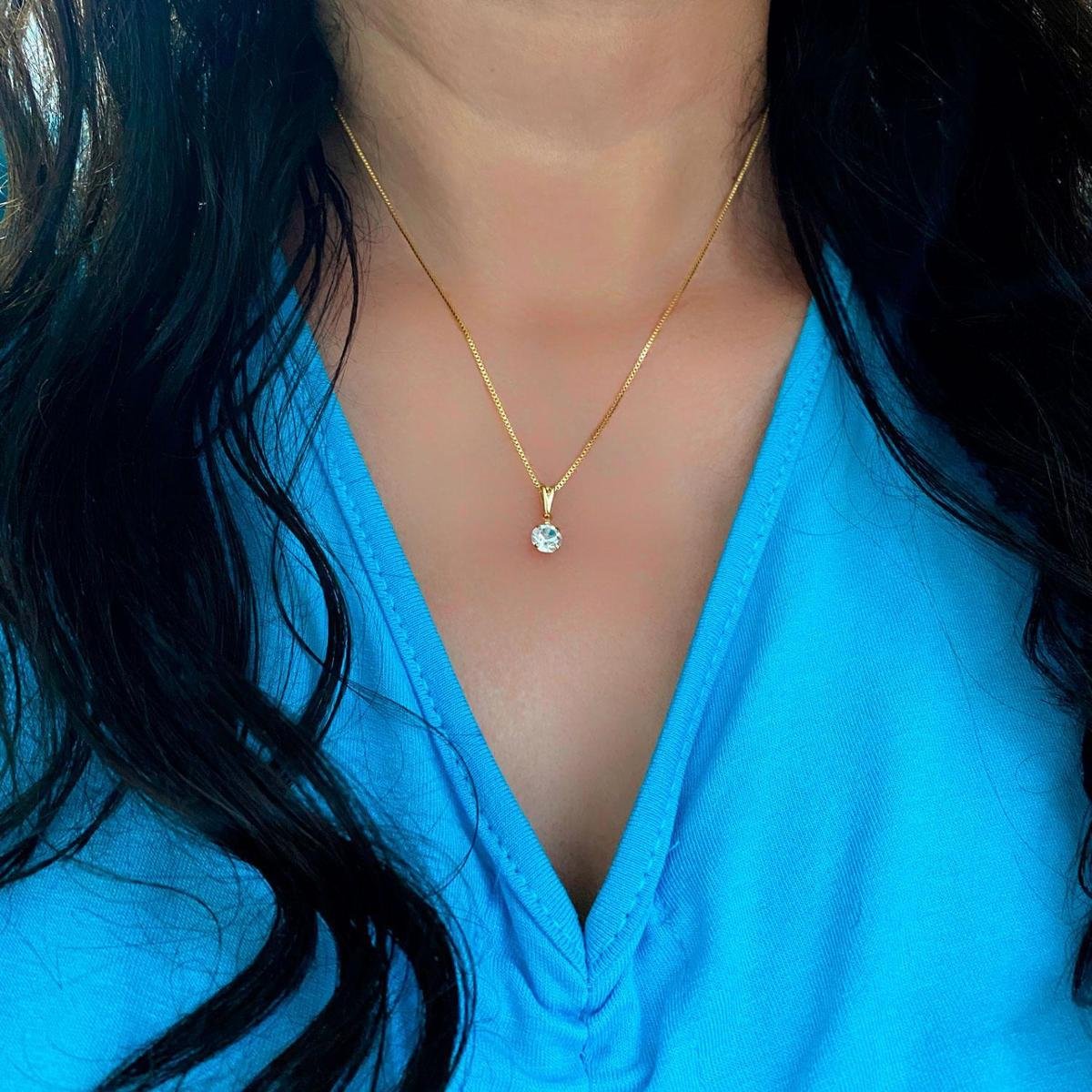 Colar Corrente Veneziana Lisa Pingente Zirconia Ponto Luz Banho Ouro 18K Menor preço em Colar Corrente Veneziana Lisa Pingente Zirconia Ponto Luz Banho Ouro 18K