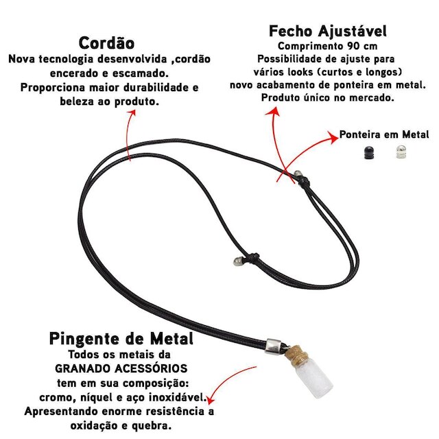 Colar de Couro Ajustável Tradicional Garrafinha Proteção