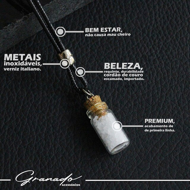 Colar de Couro Ajustável Tradicional Garrafinha Proteção