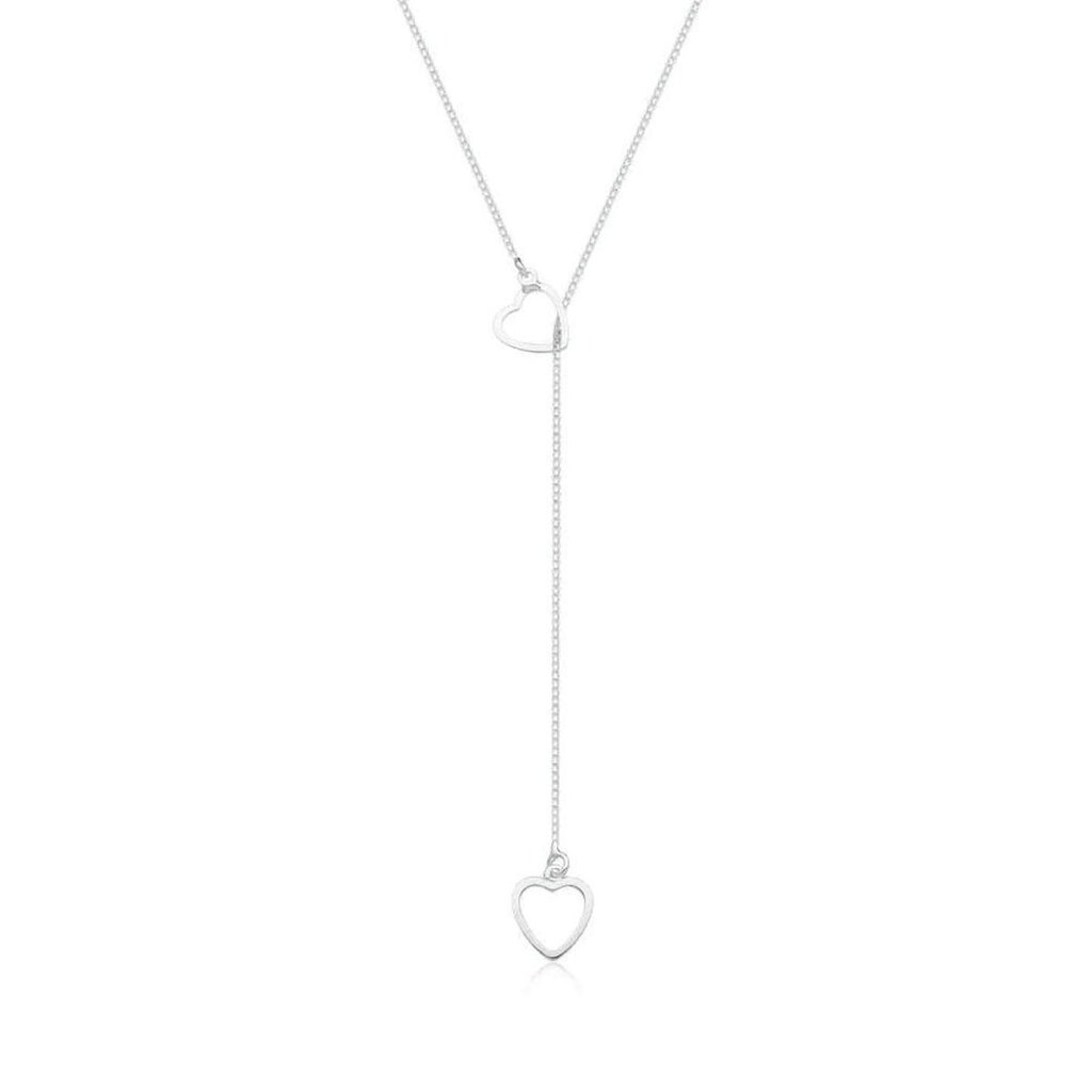 Colar de Prata Gravata Two Heart