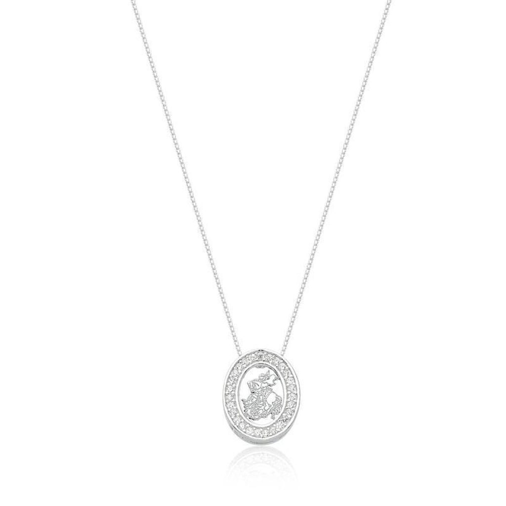 Colar de Prata Oval Branco São Jorge