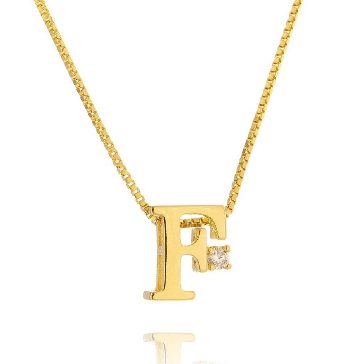Colar Inicial Letra F com Ponto de Luz Lua Mia Joias - Semijoia Folheada a Ouro 18k - Dourado Menor preço em Colar Inicial Letra F com Ponto de Luz Lua Mia Joias - Semijoia Folheada a Ouro 18k - Dourado