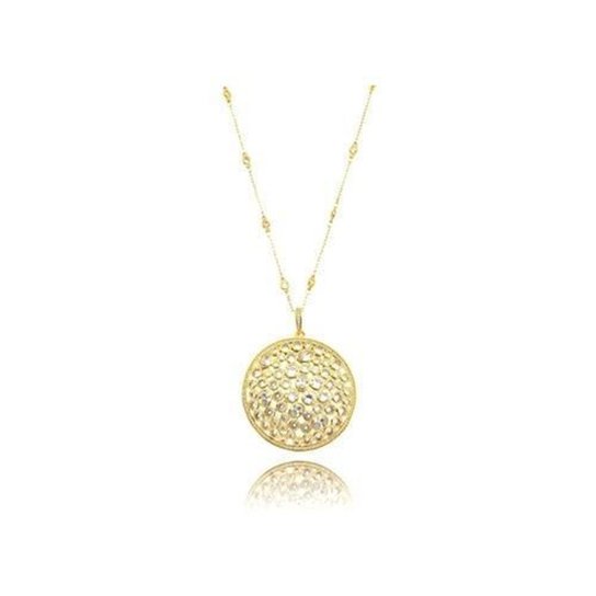 Colar Kaka Corrêa Tiffany Com Zircônias E Medalhão No Banho De Ouro 18 K - Dourado