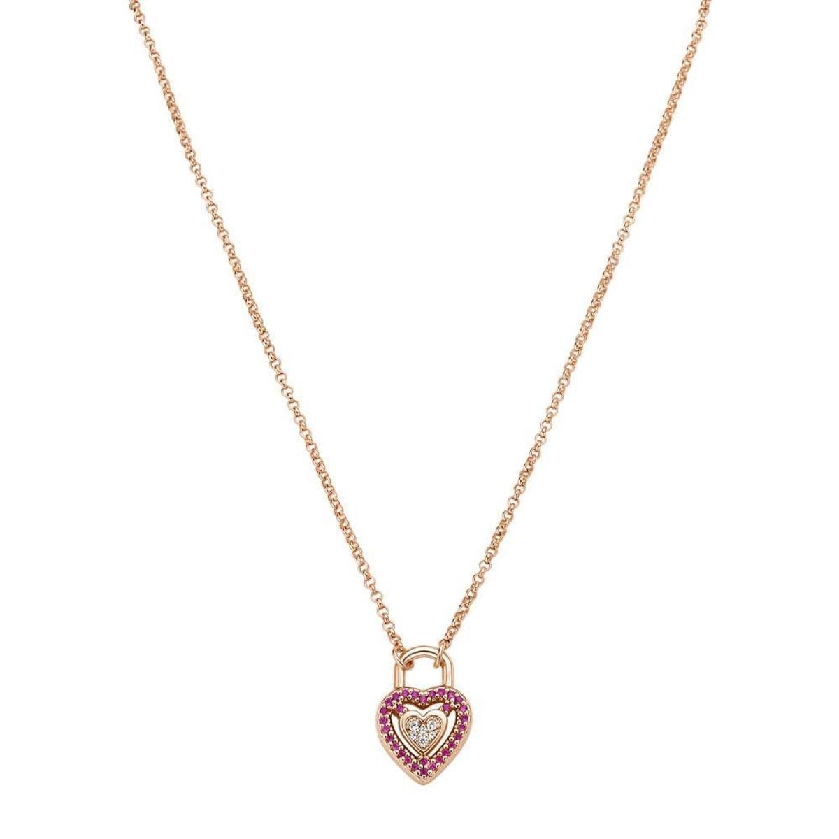 Colar Life Love Locker Coração Liga Rosé Cravejado | Zattini