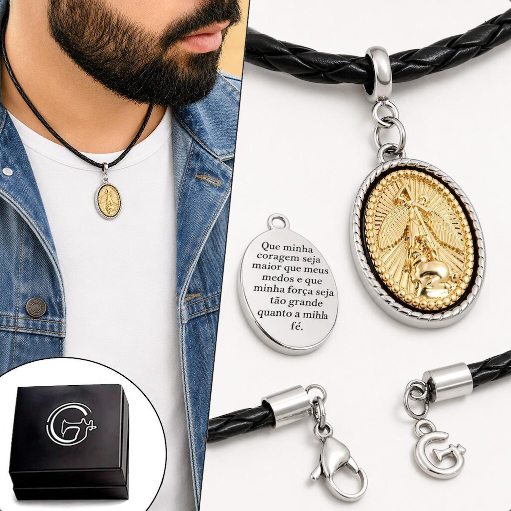 Colar Miguel Trançado Gargantilha Arcanjo Premium
