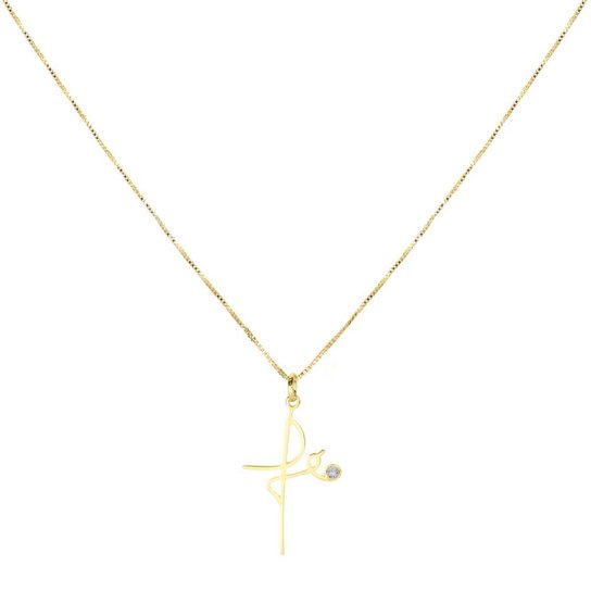 Colar Piuka Fé Ponto Zircônia Folheado A Ouro 18K - Dourado
