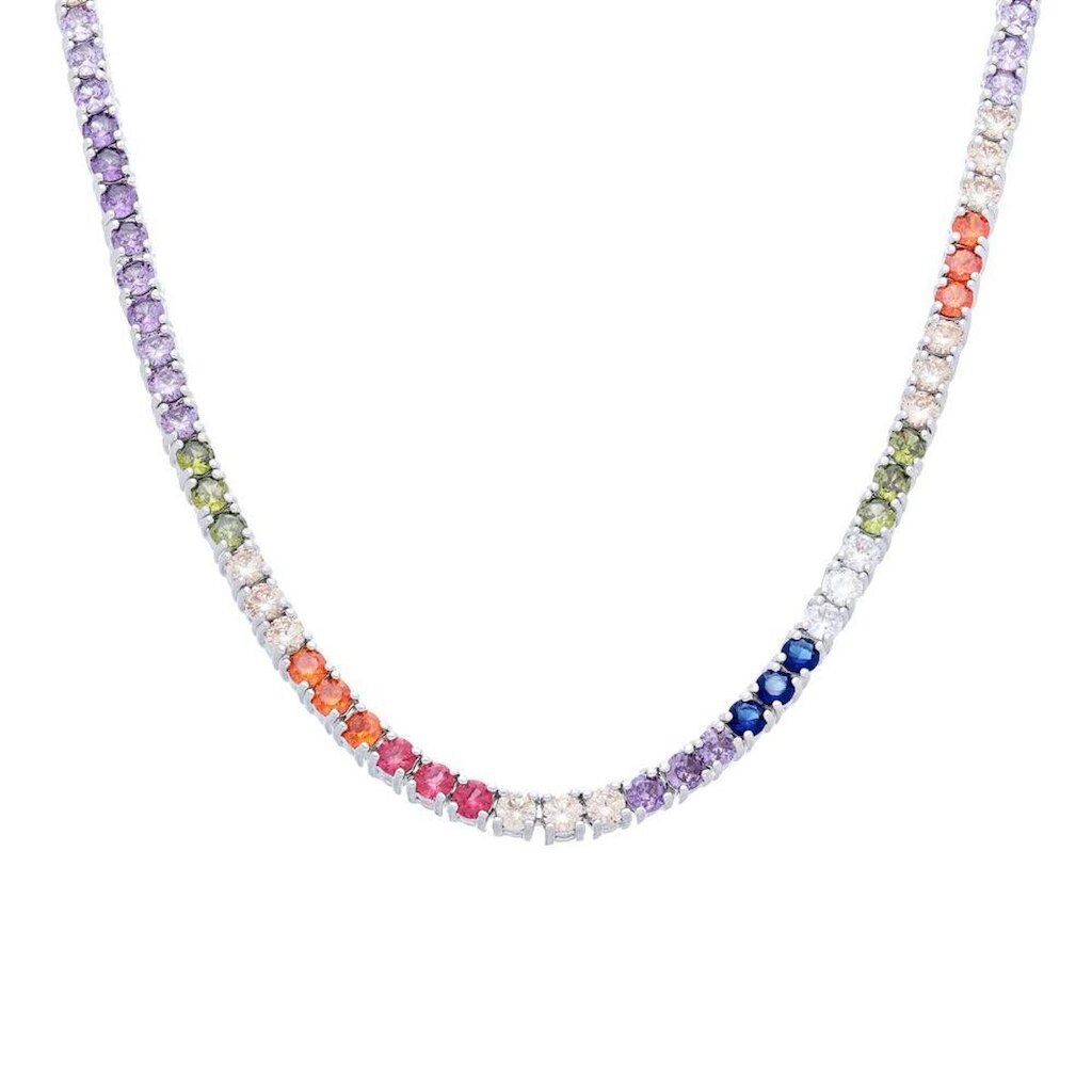 Colar Riviera 4 Garras Zircônias Rainbow 3mm com 42CM