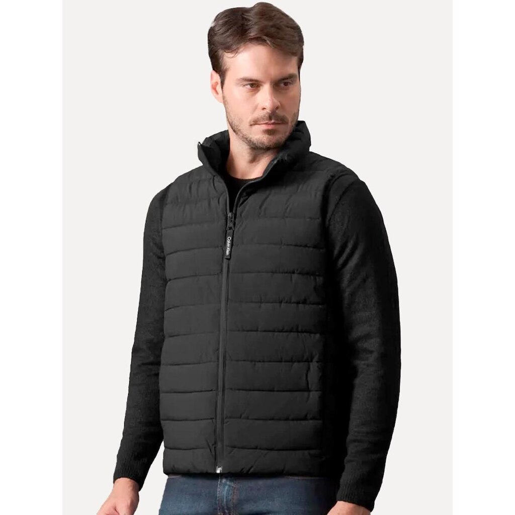 Colete Calvin Klein Jeans Masculino Logo Peito Fosco Preto