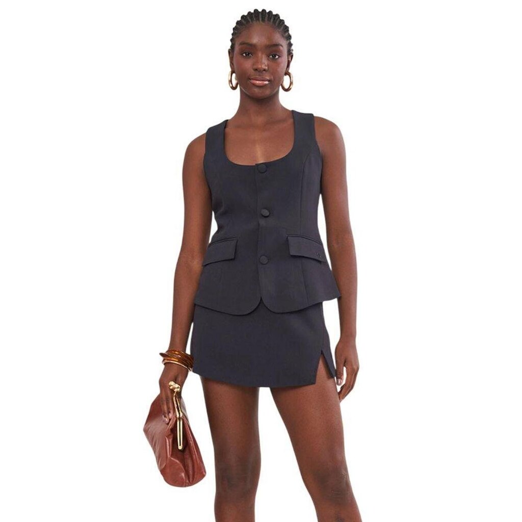 Colete Colcci Alfaiataria Ajustado Preto Feminino