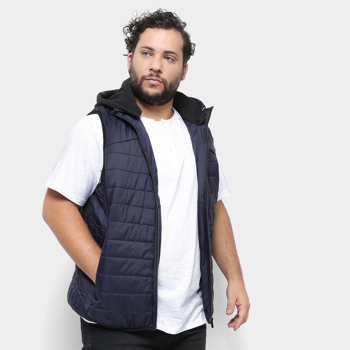 Colete Delkor Puffer Plus Size Masculino - Marinho Menor preço em Colete Delkor Puffer Plus Size Masculino - Marinho