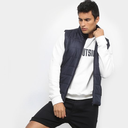 Colete Drezzup Puffa Masculino - Musgo+Azul