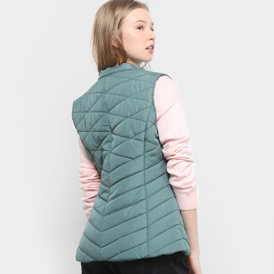 Colete Drezzup Puffer Capuz Pelinho Feminino - Verde | Zattini