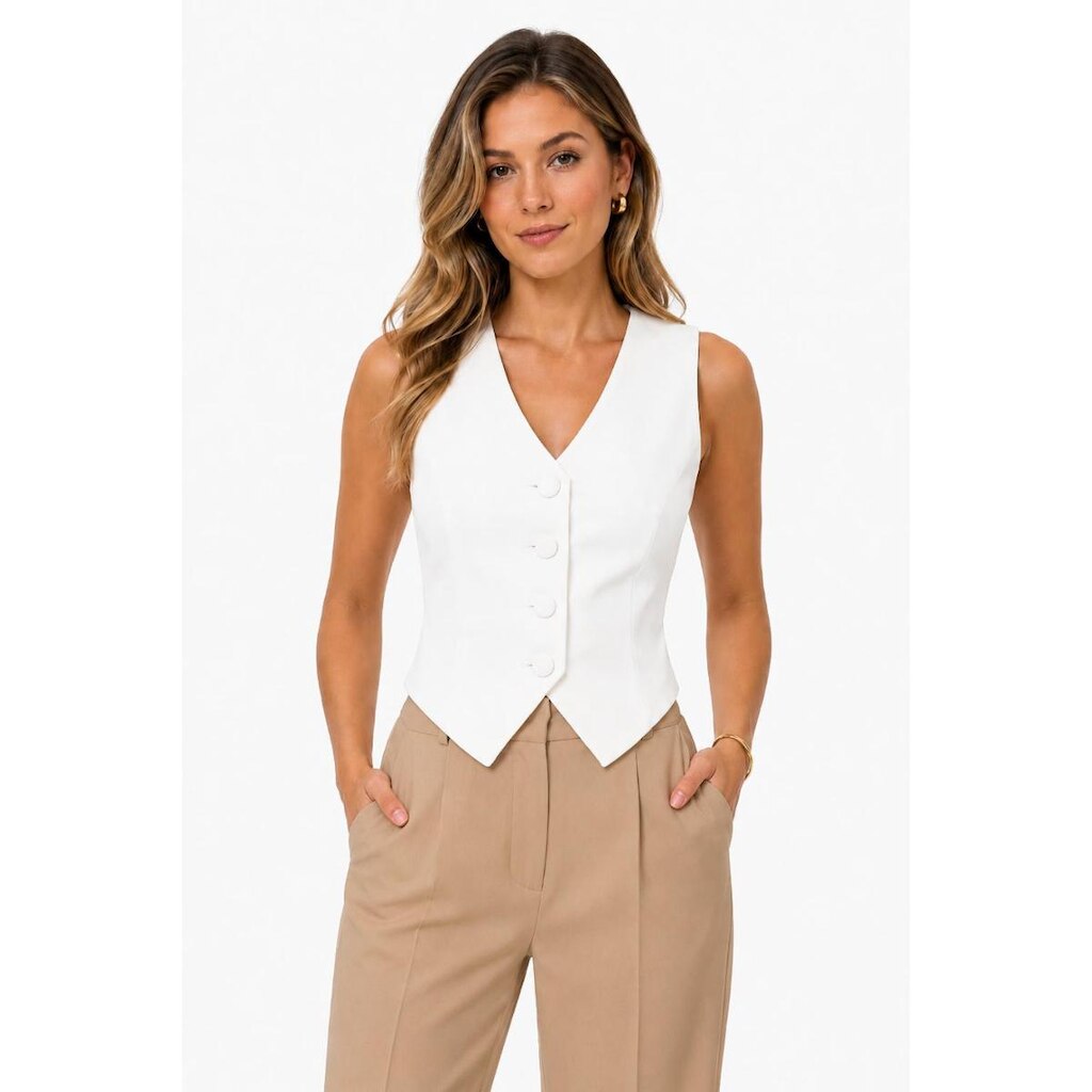Colete Feminino D Bell Outlet Fashion Alfaiataria Branco