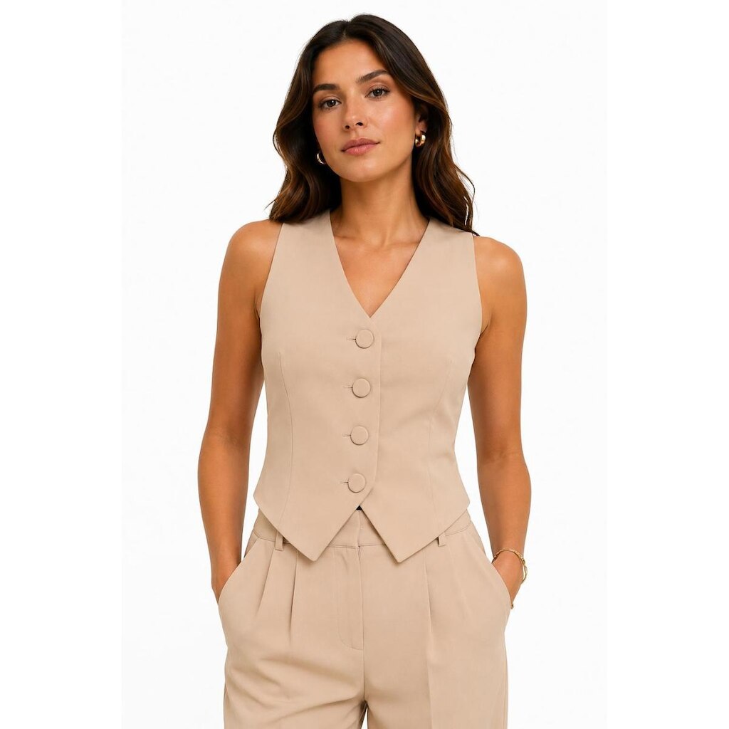 Colete Feminino D Bell Outlet Fashion Alfaiataria Nude