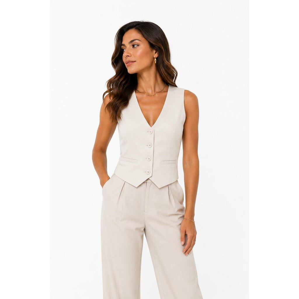 Colete Feminino D Bell Outlet Fashion Linho Branco