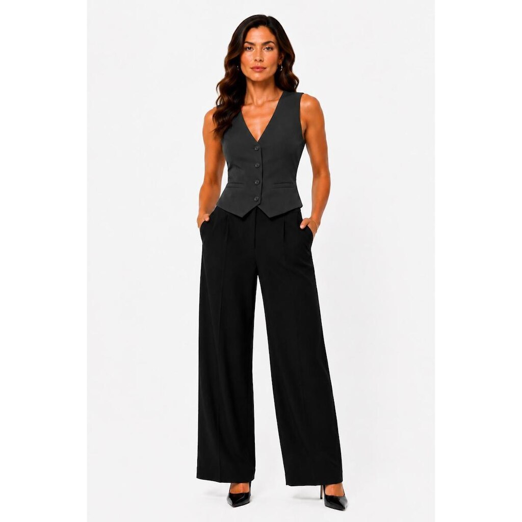 Colete Feminino D Bell Outlet Fashion Linho Cinza