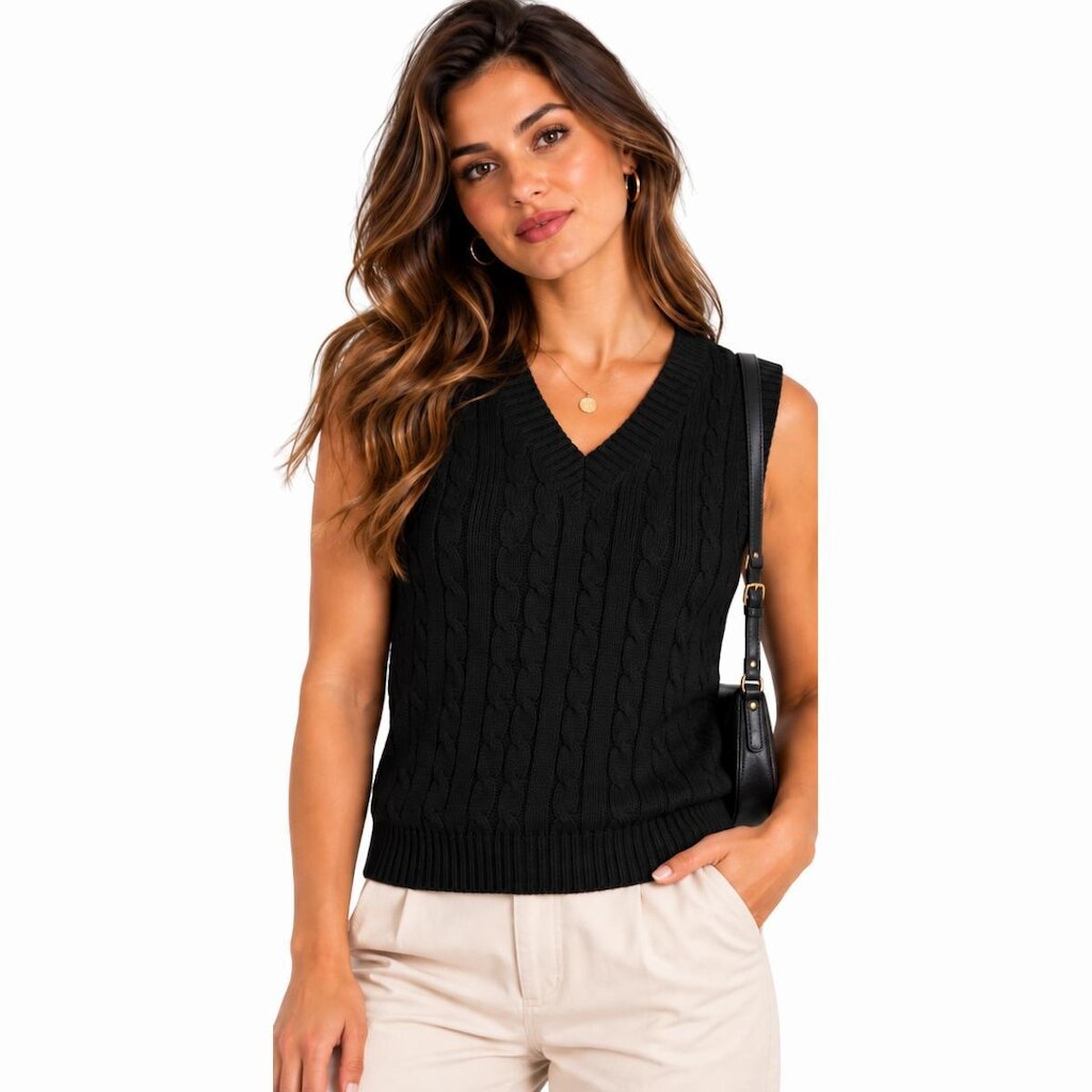 Colete Feminino Tricô Gola V