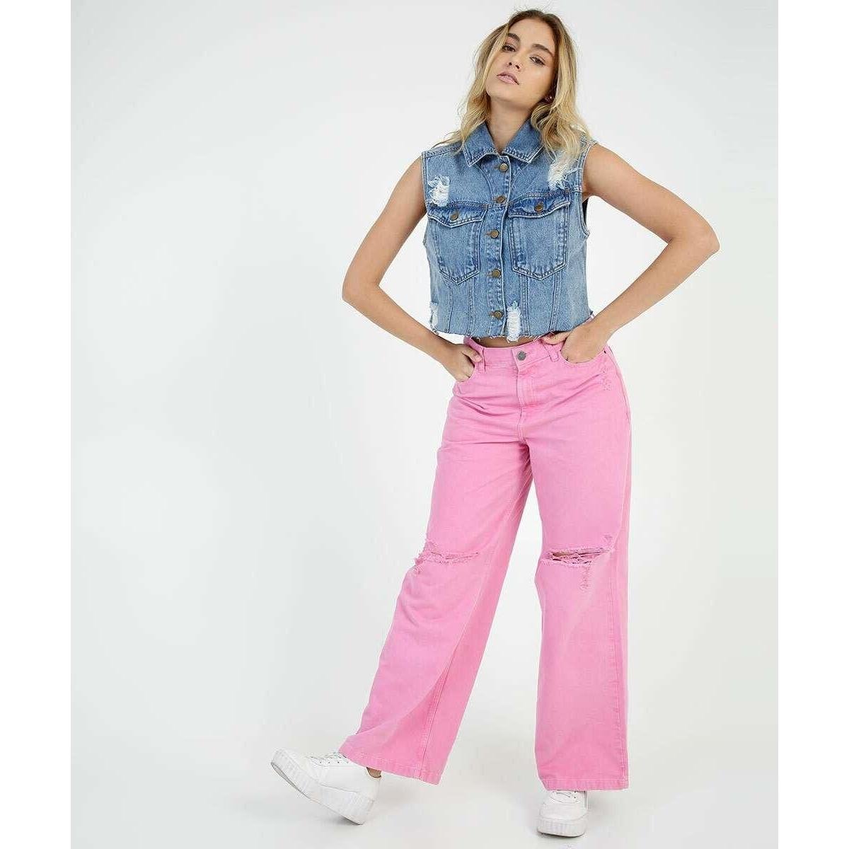 Colete Jeans Destroyed Feminino Cropped Marisa 10052324833 Zattini