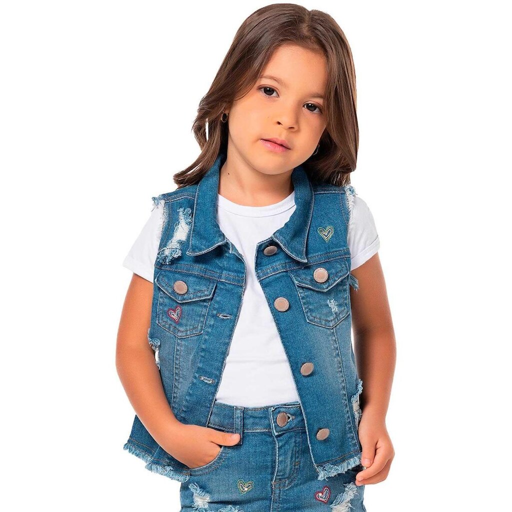 Colete Jeans Infantil Feminino Mania Kids MK5022.JEANS.4 Mania Kids