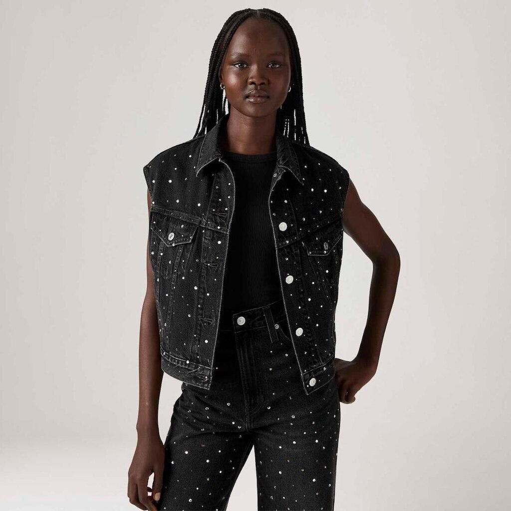 Colete Jeans Levi's 90's Shrunken Preto Feminino