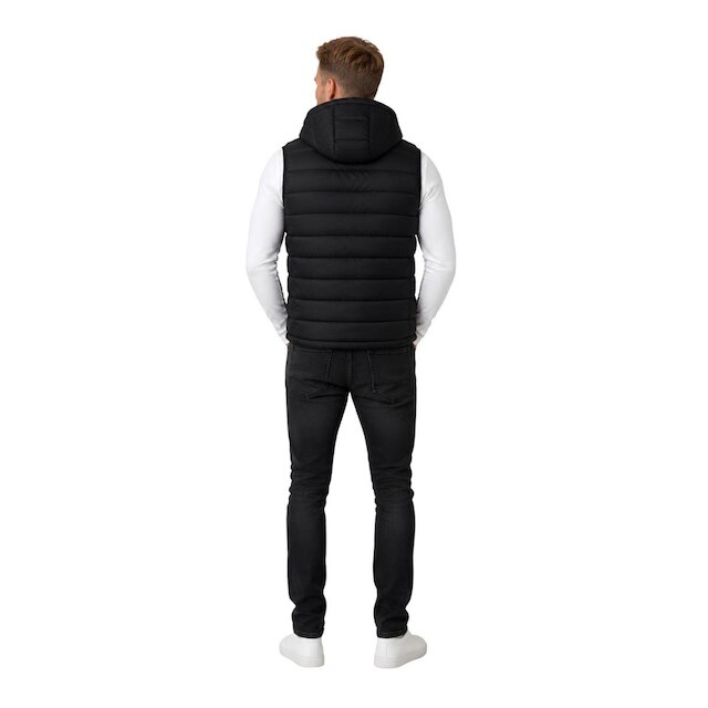 Colete Puffer Masculino Nylon Com Capuz Removível Preto