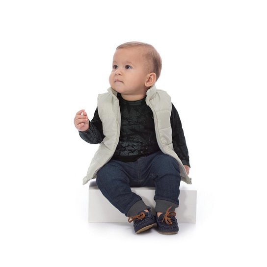 Colete Tecido Bebê Up Baby Masculino - Cinza
