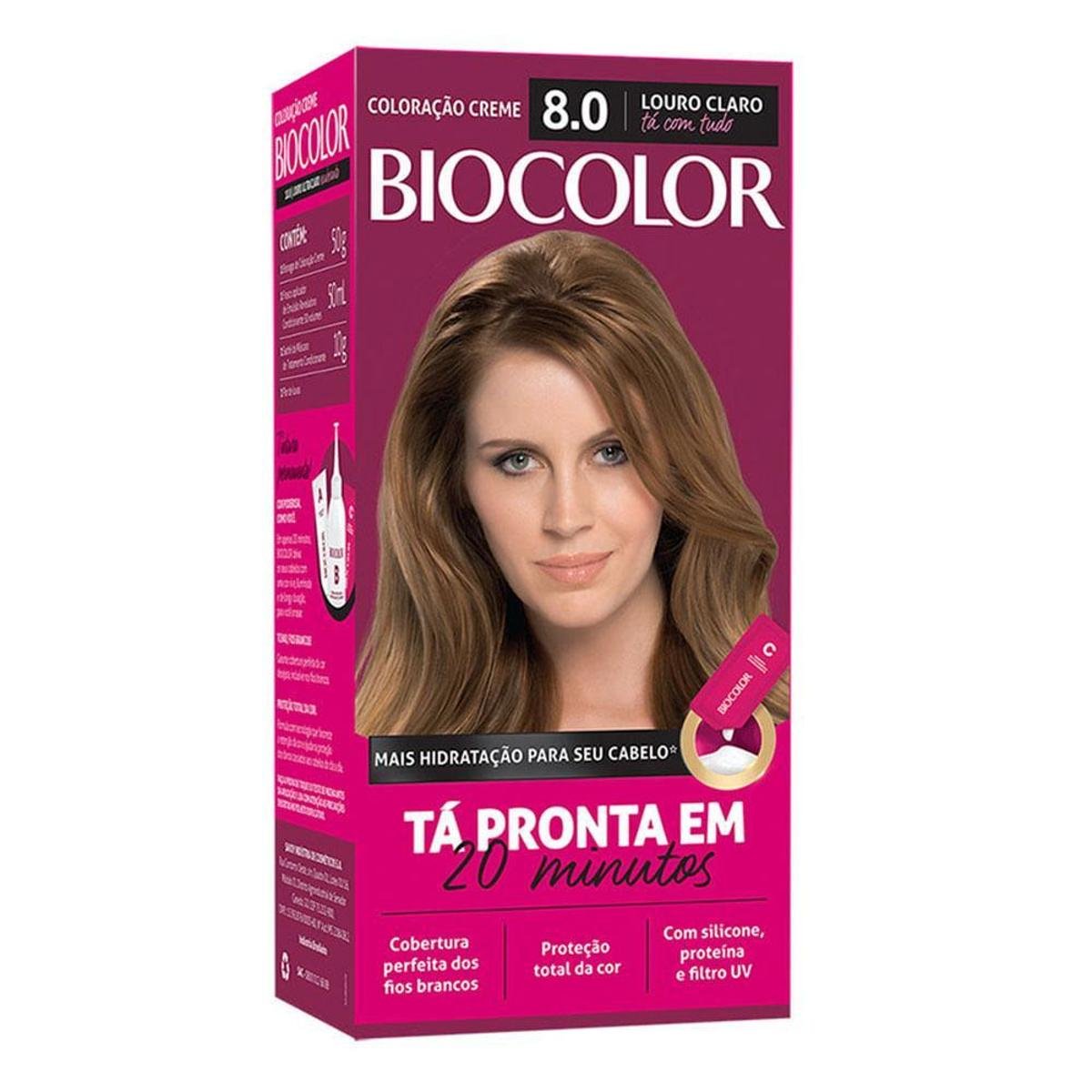 Coloração Biocolor Mini Kit - Tons Claros 8.0 Louro Claro - Incolor ...