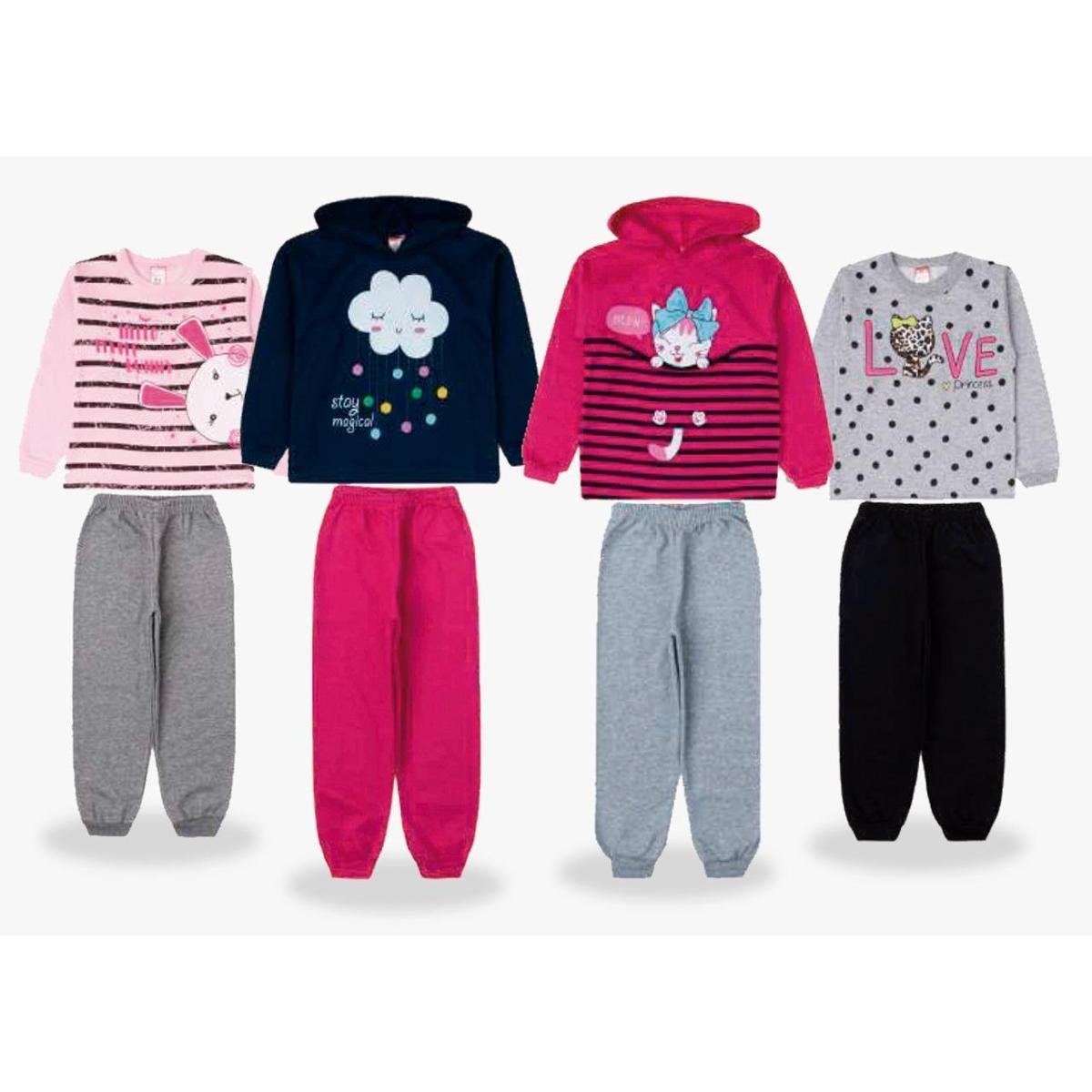 Combo 4 Conjuntos Moletom de Inverno para Menina 2 com Capuz + 2 sem Capuz 1 a 8 Anos é boa?