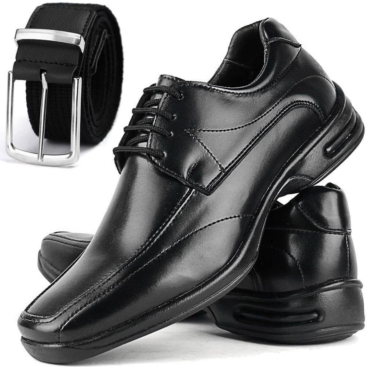 Combo Sapato Social Masculino Linha Conforto + Cinto Gorgurão - Preto Menor preço em Combo Sapato Social Masculino Linha Conforto + Cinto Gorgurão - Preto