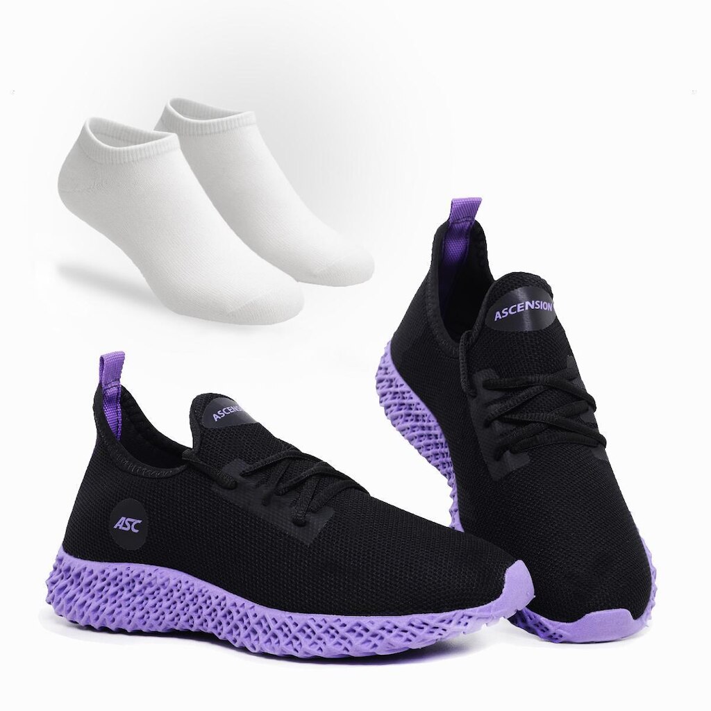 Combo Tênis Feminino Esportivo Com Meia Perfeito para Caminhar, Treinar e Dia a Dia
