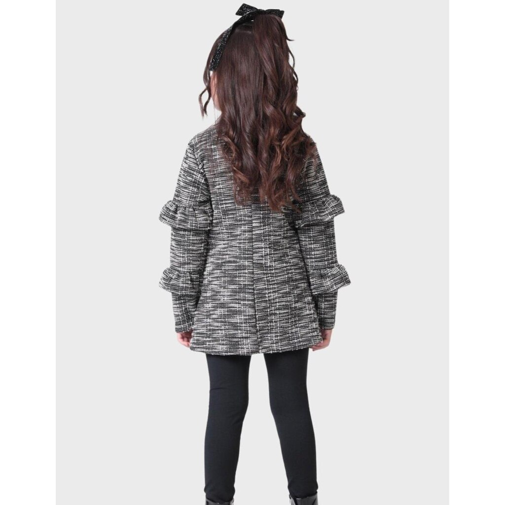Conj Casaco Botão Com Legging Térmica Preto Elegante Dia a Dia Inverno Frio - Menina 4 a 14 anos