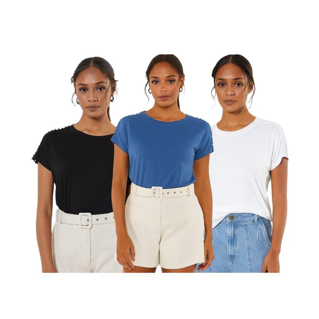 Conjunto 3 Camisetas FMF Femininas Básicas Premium