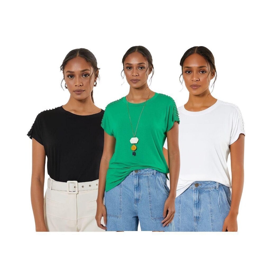 Conjunto 3 Camisetas FMF Femininas Básicas Premium