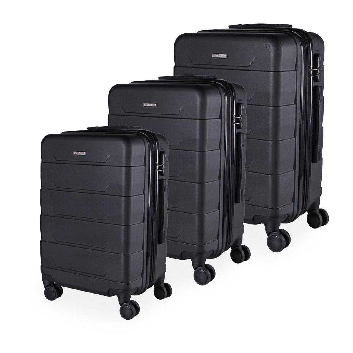 Conjunto 3 Malas de Viagem com Zíper Expansível Pequim em ABS Portinari Giro 360º - Preto Menor preço em Conjunto 3 Malas de Viagem com Zíper Expansível Pequim em ABS Portinari Giro 360º - Preto