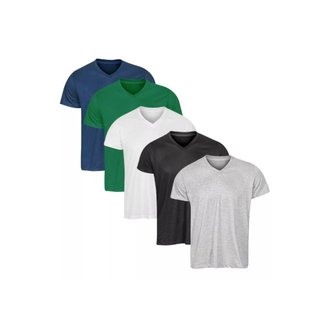 Conjunto 5 Camisetas Gola V Básicas Masculinas