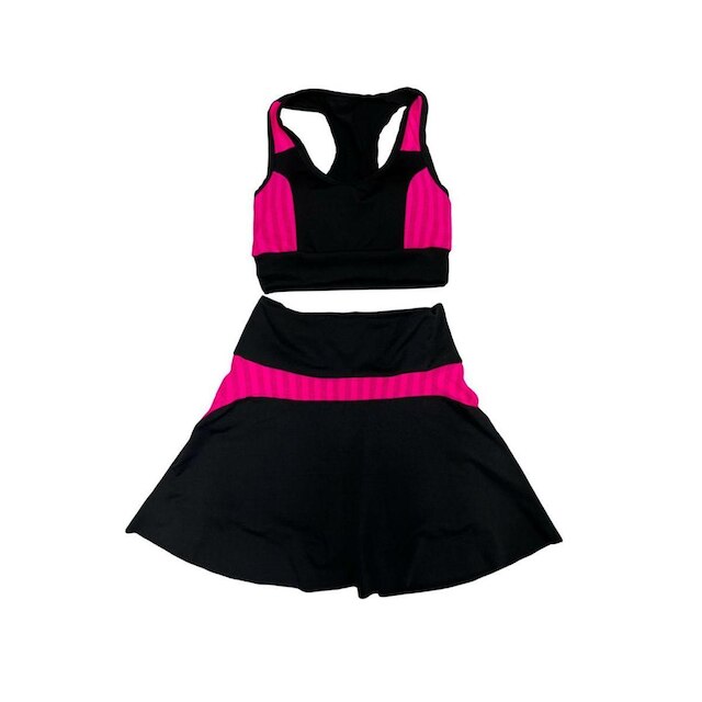 Conjunto Academia Cropped Com Bojo +Short Saia