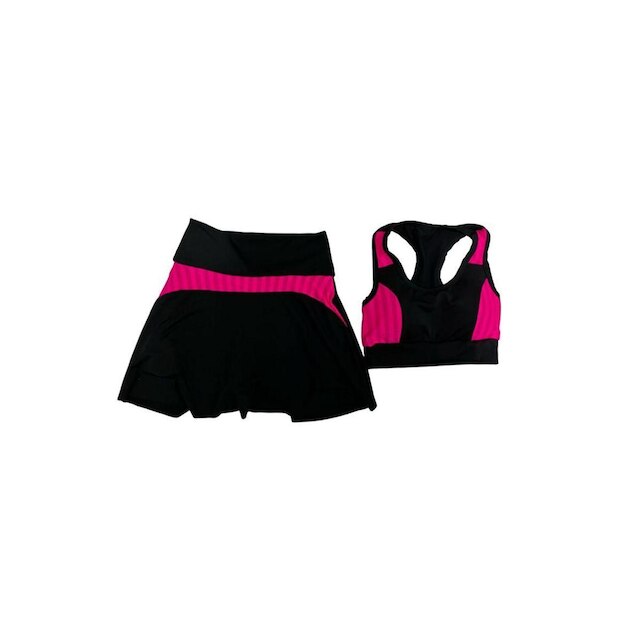 Conjunto Academia Cropped Com Bojo +Short Saia
