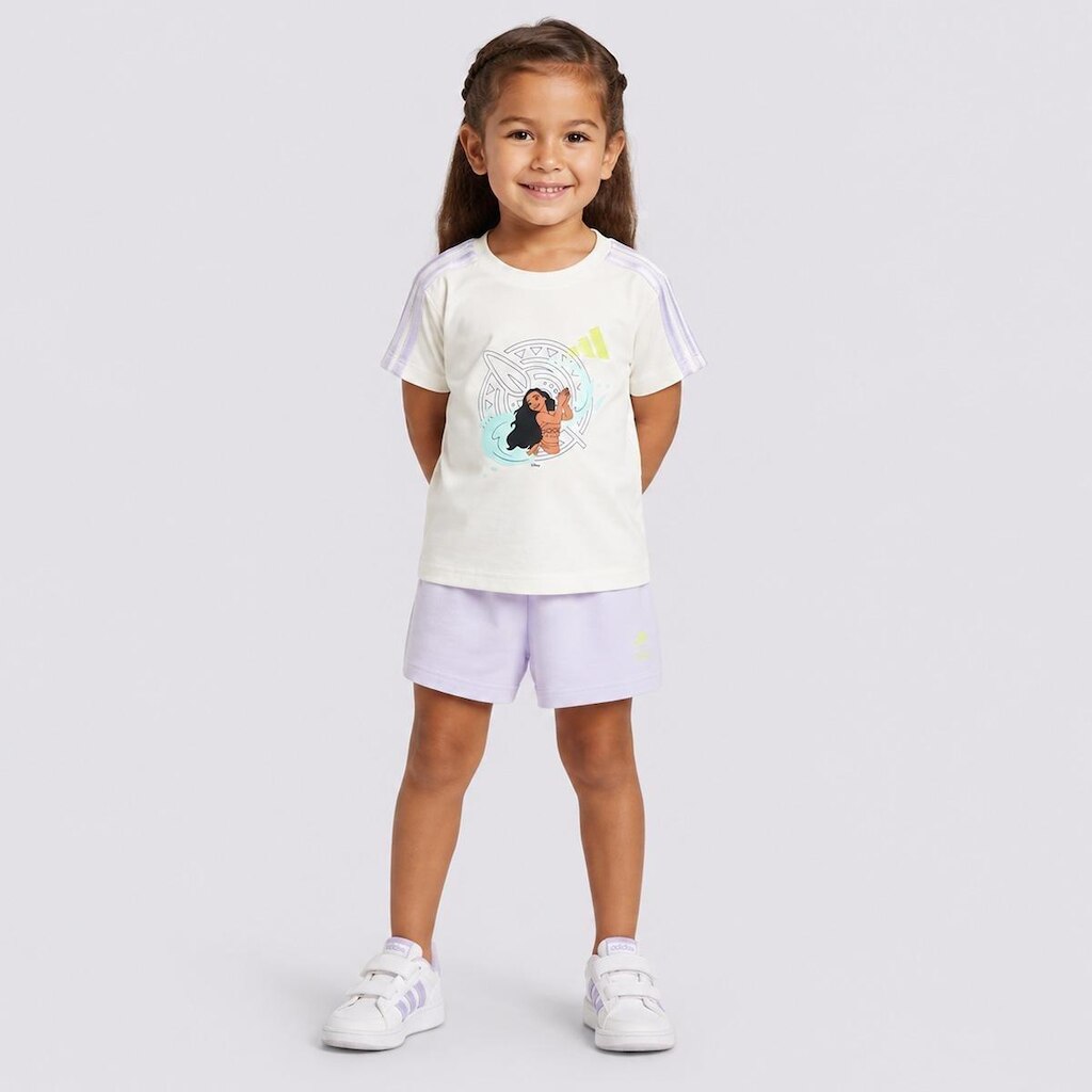 Conjunto Adidas Disney Moana Infantil Branco e Lilás