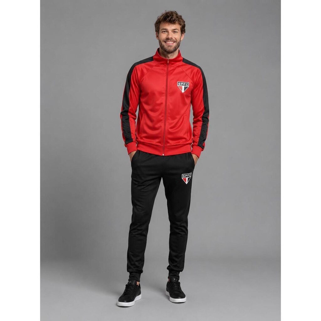 Conjunto Agasalho São Paulo SPFC Oficial Masculino Premium Completo Escudo Bordado