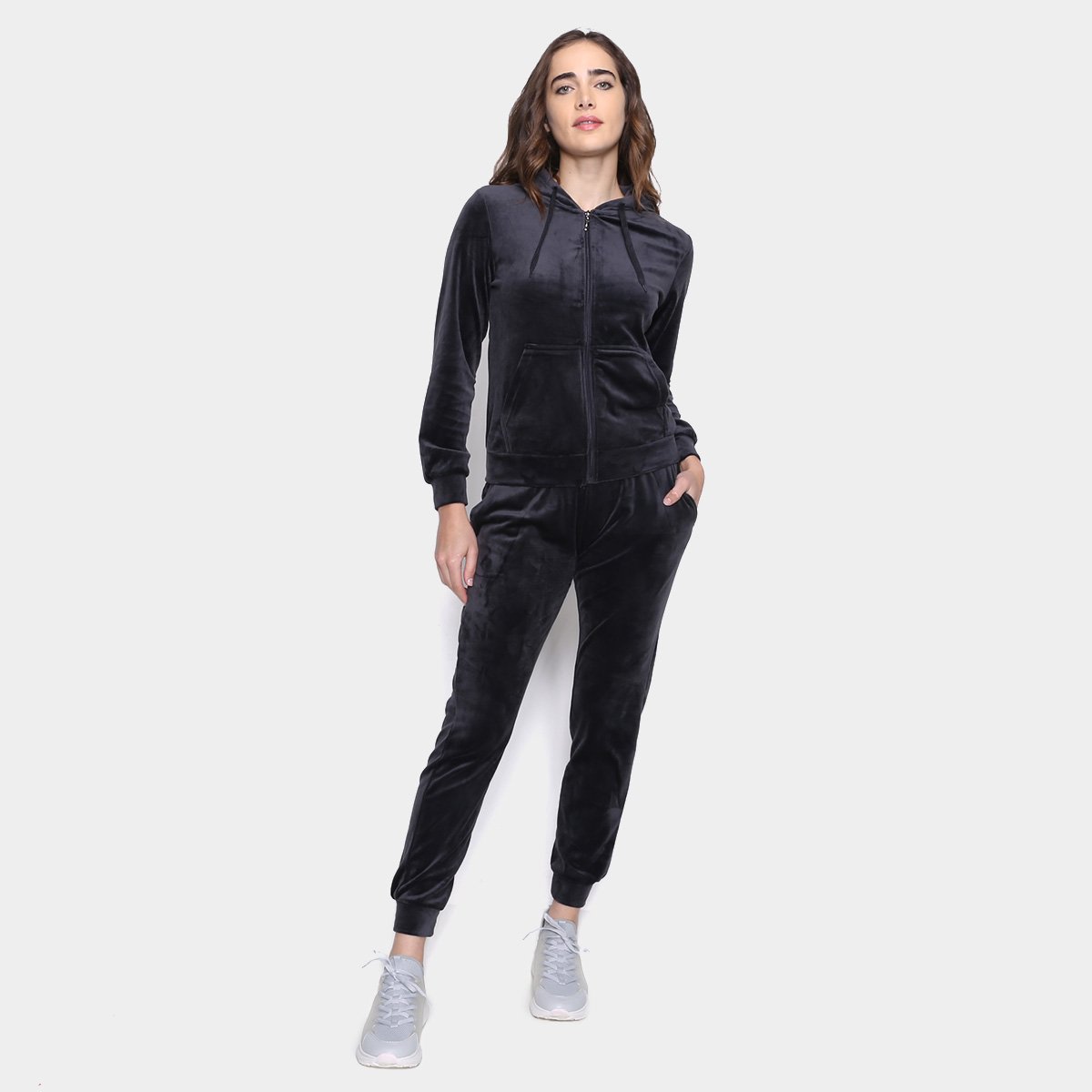 Conjunto Agasalho Sea Surf Plush Com Capuz Feminino - Chumbo Menor preço em Conjunto Agasalho Sea Surf Plush Com Capuz Feminino - Chumbo
